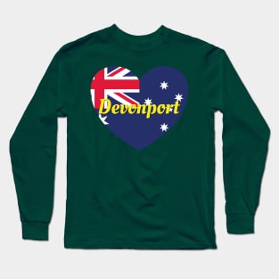 Devonport TAS Australia Australian Flag Heart Long Sleeve T-Shirt